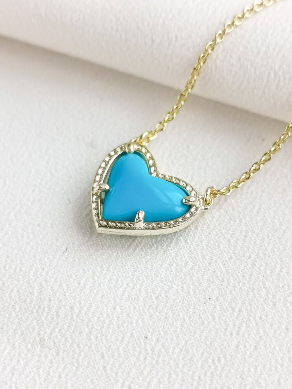Kendra Scott Ari Heart Turquoise Gold Necklace | NEW